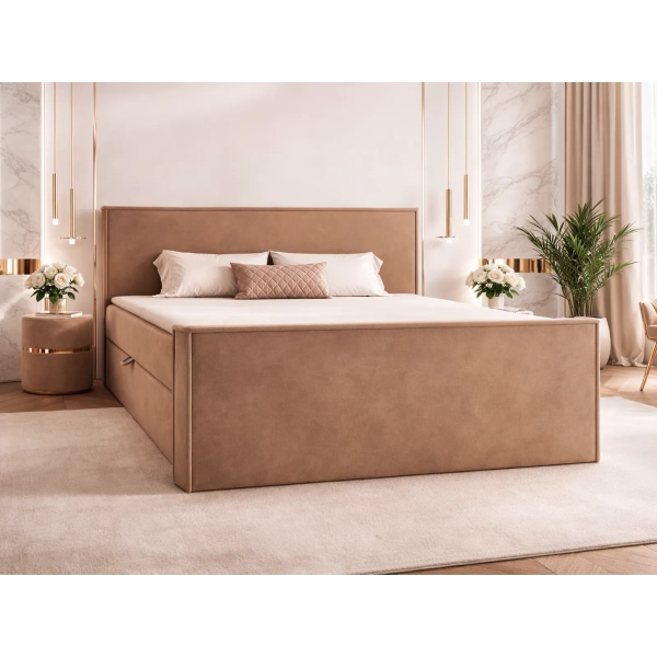 ŁÓŻKO KONTYNENTALNE POLIO Z POJEMNIKAMI NA POŚCIEL 140X200 - PÓŁPROFIL